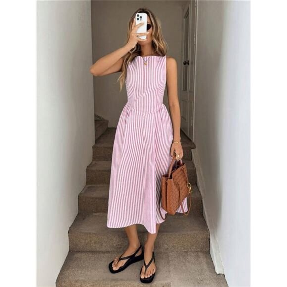 Sleeveless Striped Midi Dress - Picture 16 of 16